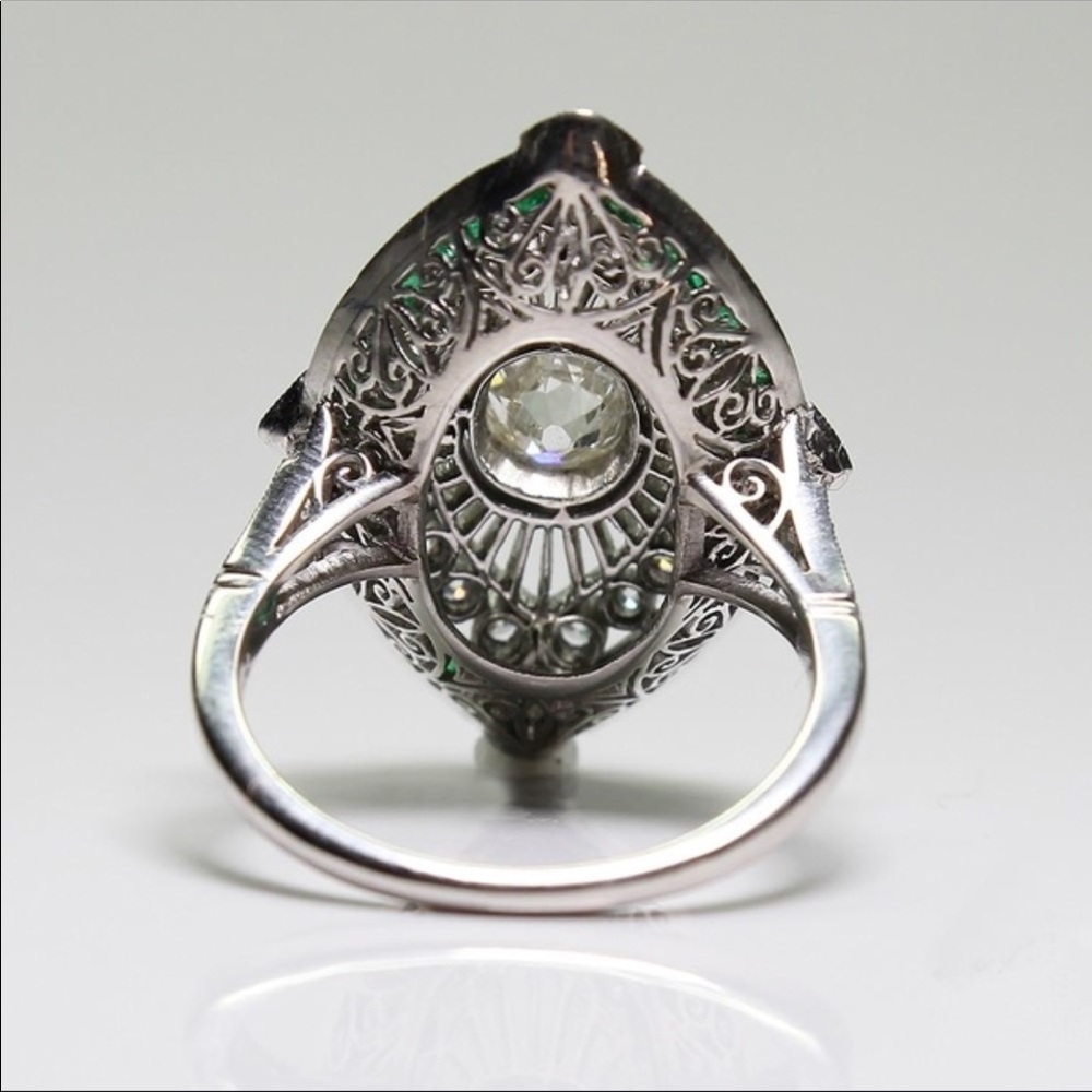 STUNNING LG sterling silver emerald statement ring - Picture 5 of 6